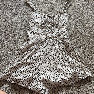 Francesca's Collections Black and White Polka Dot Romper